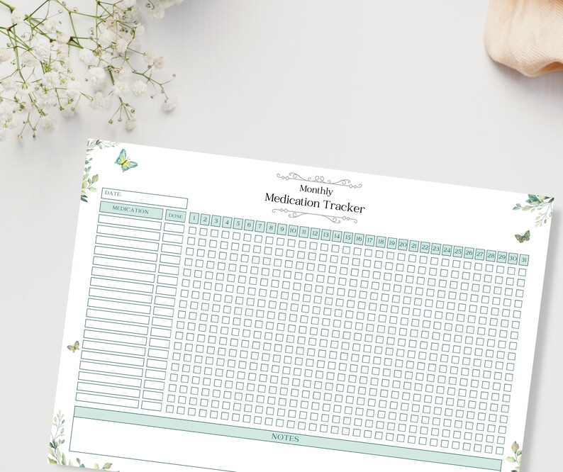 Monthly medication tracker printable pdf medicine planner illness