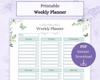 Weekly Planner Printable PDF | Life Planner Diary | Weekly To Do List | Daily Planner | Productivity Planner