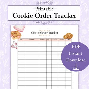Cookie Sales Tracker Printable PDF | Food Order Tracker | Cookie Order Tracker | Cookie Order Log | Bakery Order Tracker