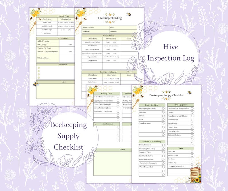Beekeeping Bundle Printable PDF, Beekeeper Printable Pack, Bee Hive ...