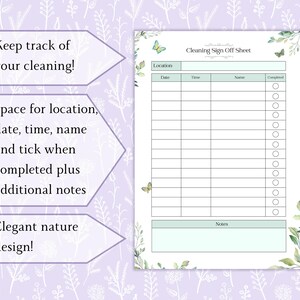Cleaning Sign off Sheet Printable PDF | Cleaning Schedule | Cleaning ...