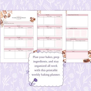 Weekly Baking Planner Printable PDF, Bake Schedule & Prep Planner, Home ...