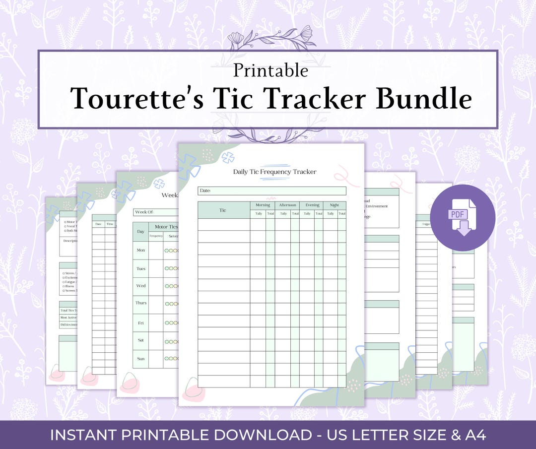 Tic Monitoring Sheet.pdf Tourette’s Tic Tracker Bundle Printable PDF, Tic Episode Log, Urge ...