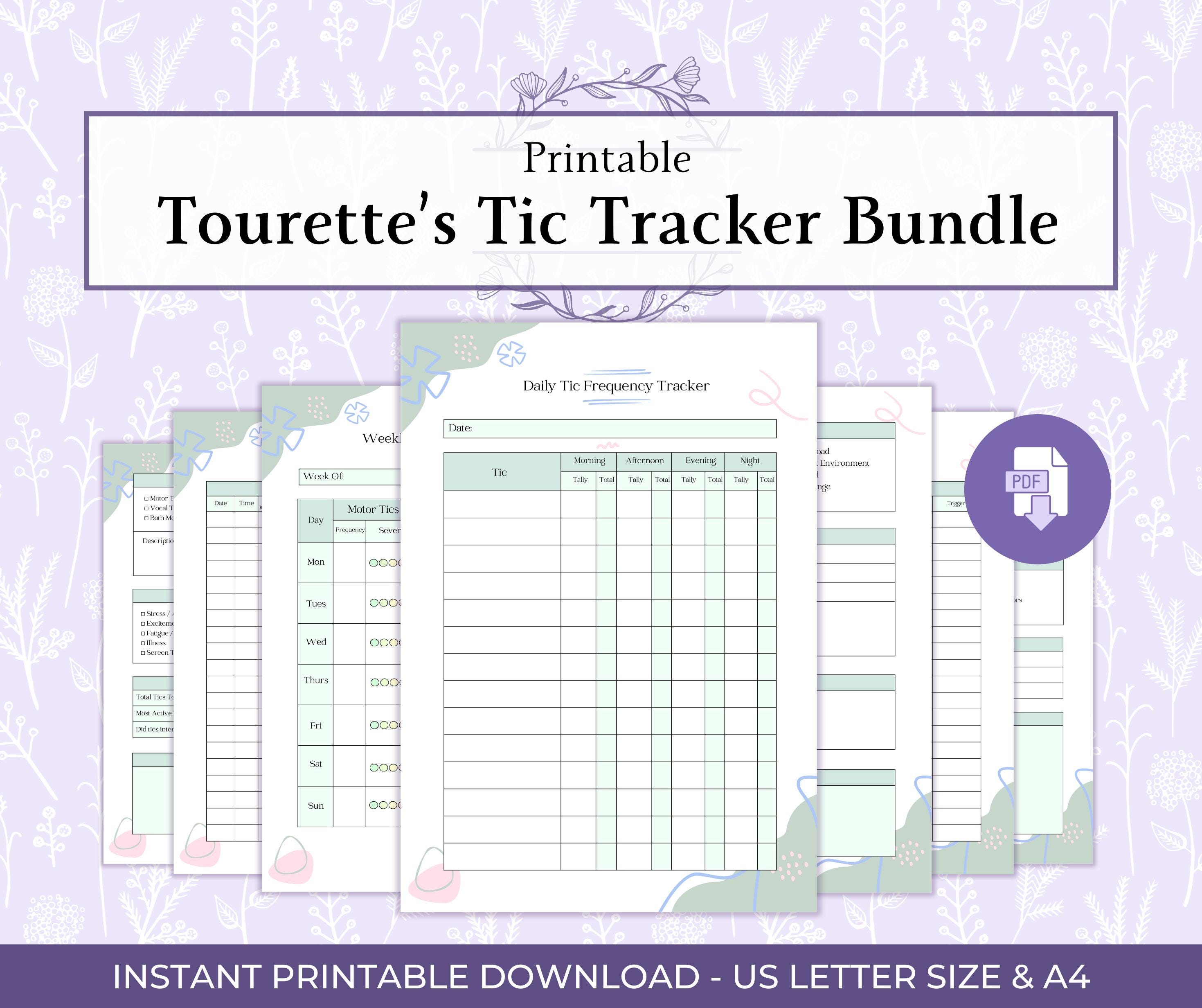 Urge Log Worksheet.pdf Tourette’s Tic Tracker Bundle Printable PDF, Tic Episode Log, Urge ...