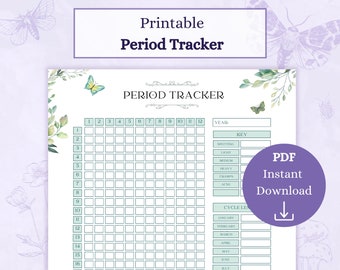 Period Tracker Printable PDF | Menstrual Chart | Period Journal | Menstrual Tracker | Period Log