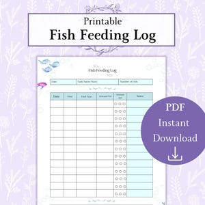 Fish Feeding Log Printable PDF | Aquarium Feeding Tracker | Fish Tank ...