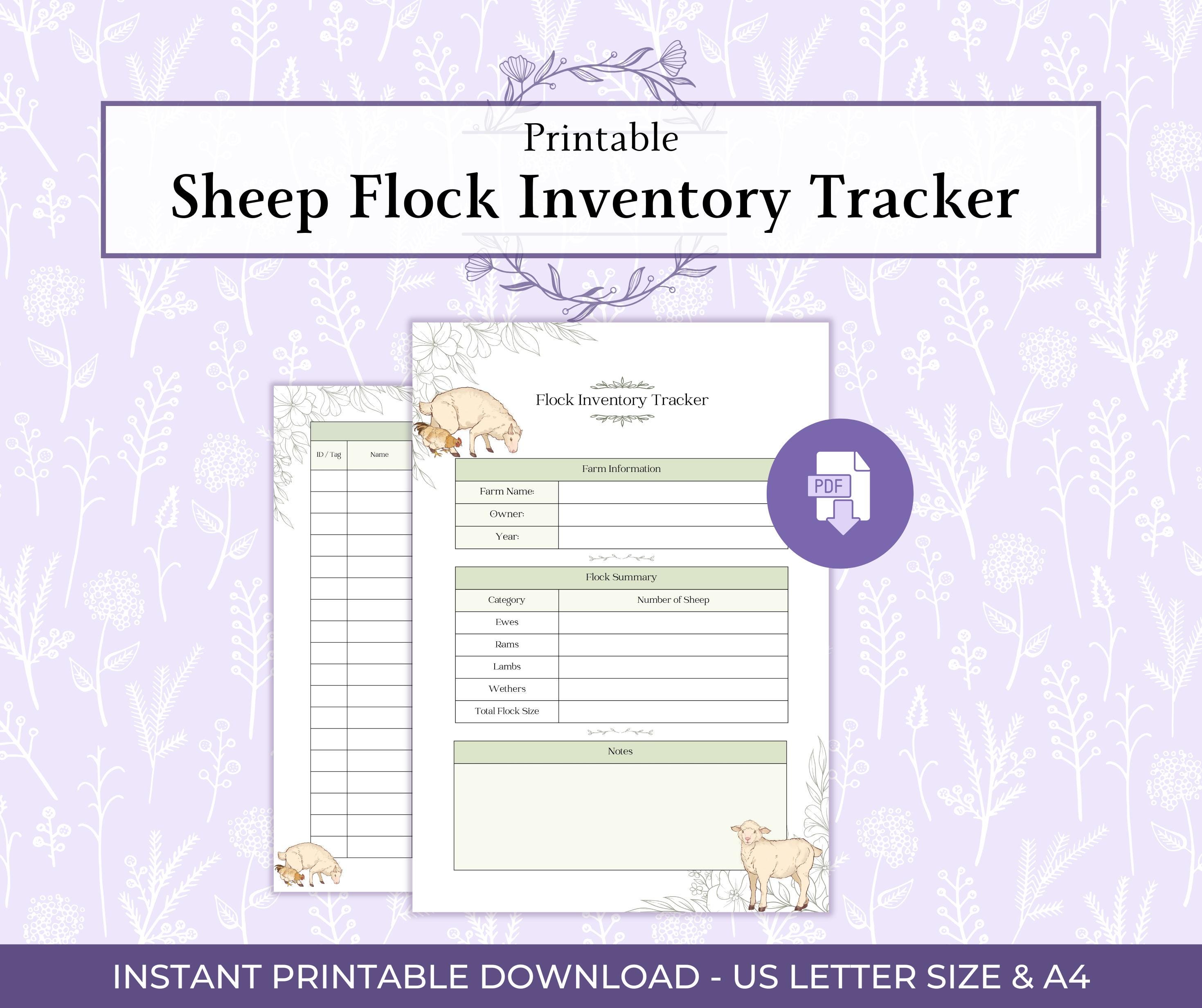 Flock Inventory Tracker Printable PDF, Sheep Record Sheet, Livestock ...