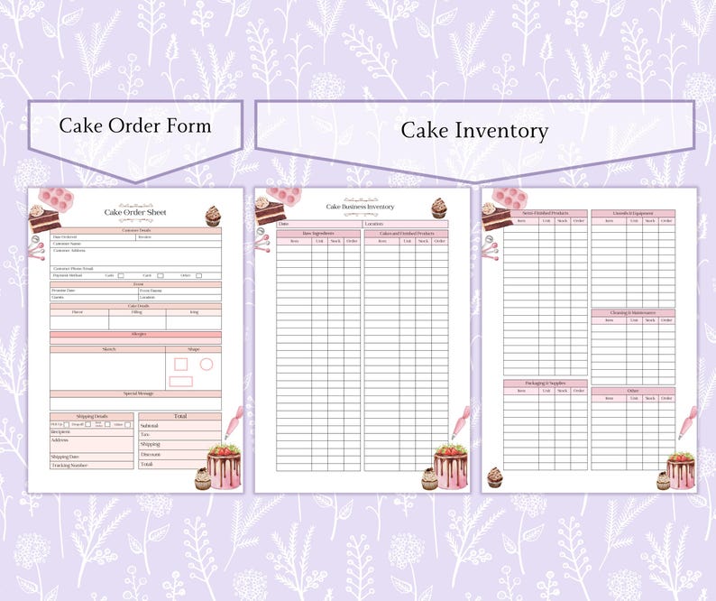 Cake Business Bundle Printable PDF | Cake Order Form | Cake Order ...