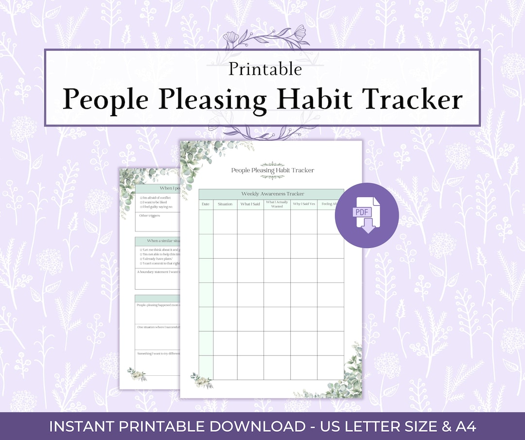 People Pleasing Habit Tracker Printable PDF, Boundary Setting Worksheet ...