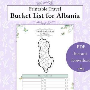 Albanien Bucket List druckbare PDF | Reise-Bucketliste | Reisen Sie nach Albanien | Europa Ziele Checkliste | Reise-Wunschliste