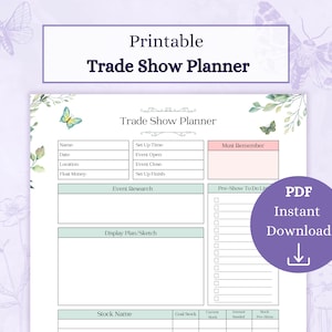 Trade Show Planner Printable PDF | Craft Fair Planner | Small Business Planner | Trade Stand Planner | Craft Show Display
