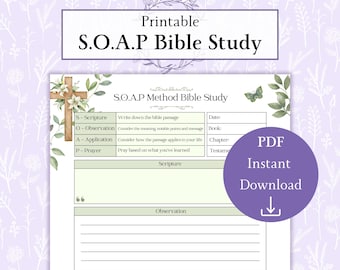 SOAP Method Bible Study Printable PDF | Bible Study Journal | Bible Application Study | SOAP Study Method