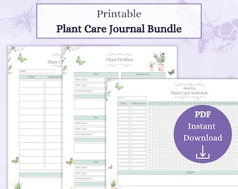 Lot de revues sur l'entretien des plantes PDF imprimable | Journal de suivi des soins des plantes | Entretien des plantes d'intérieur | Tableau d'arrosage pour l'entretien des plantes