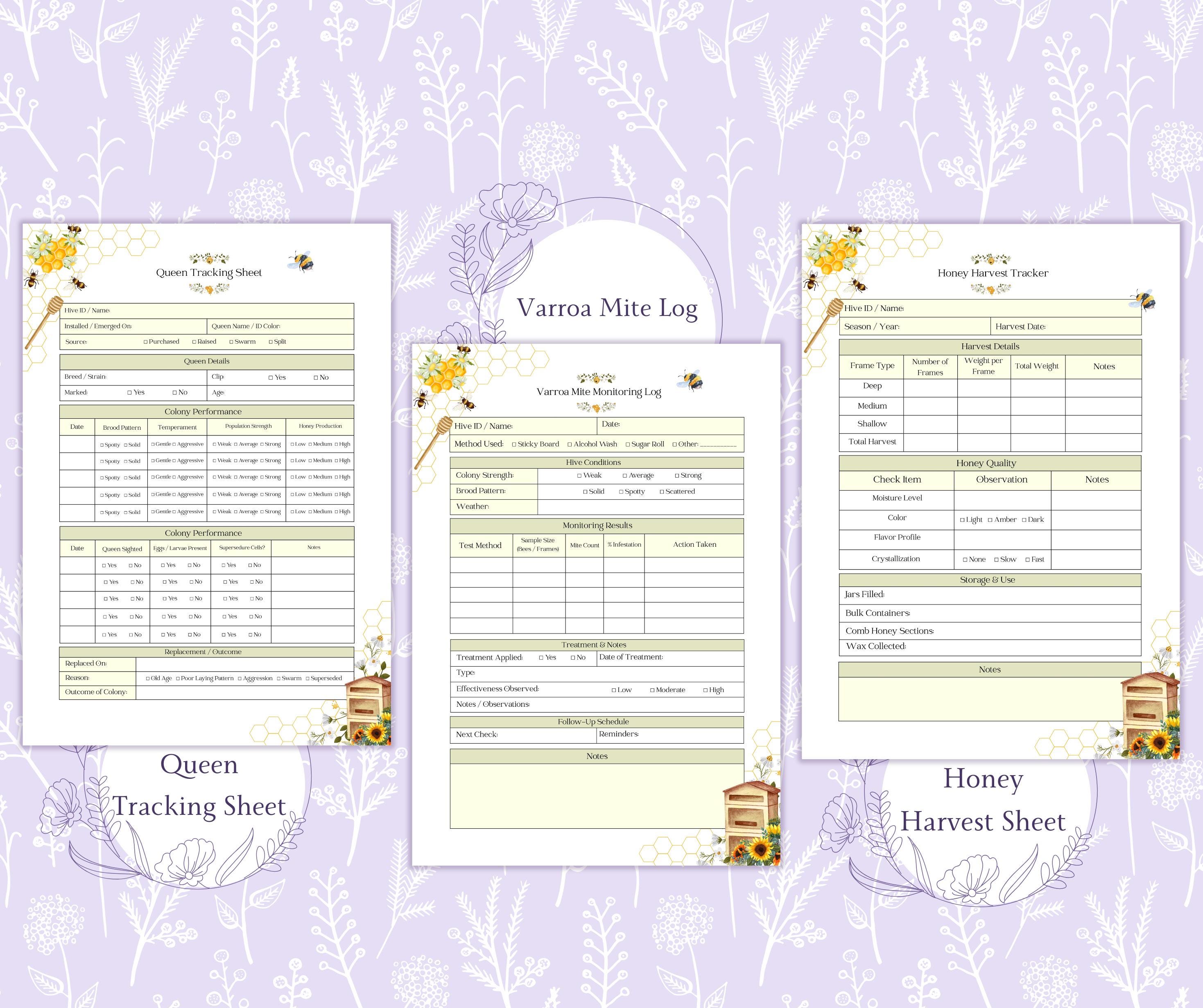 Beekeeping Bundle Printable PDF, Beekeeper Printable Pack, Bee Hive ...