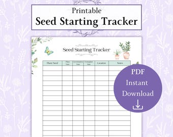 Seed Starting Tracker Printable PDF | Seed Starting Log | Seed Inventory Printables | Seed Planting Planner
