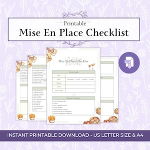 Mise En Place Checklist Printable PDF, Chef Kitchen Prep Checklist, Restaurant Prep List, Culinary Student Worksheet