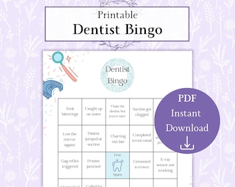 Dentist Bingo Printable PDF | Medical Field Bingo | Dental Bingo Sheet | Employee Bingo | Dental Week Games