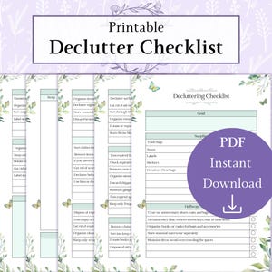 Lista de verificação da planilha de desorganização PDF para impressão | Lista de verificação de limpeza | Planejador de desorganização | Limpeza de primavera | Lista de quadro de tarefas