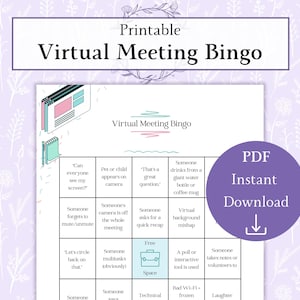 Meeting Bingo Game Printable PDF | Virtual Office Bingo | Employee Bingo | Workplace Bingo | Team Building Games