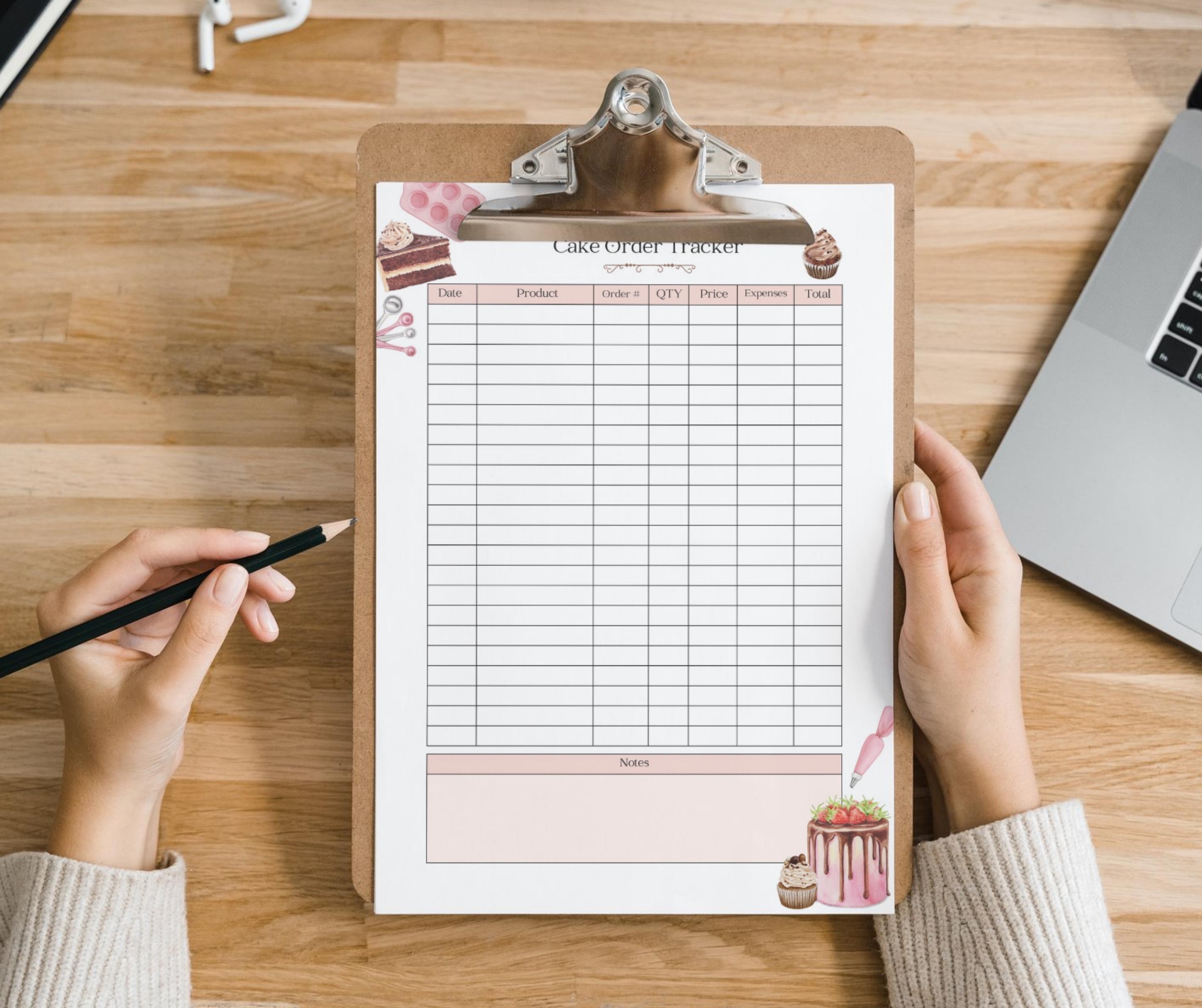 Cake Sales Tracker Printable PDF | Food Order Tracker | Cake Order ...