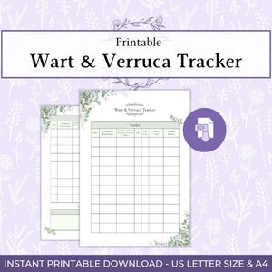 Wart & Verruca Tracker Printable PDF, Wart Progress Chart, Plantar Wart Monitoring Sheet, Skin Health Tracker, Digital PDF Download