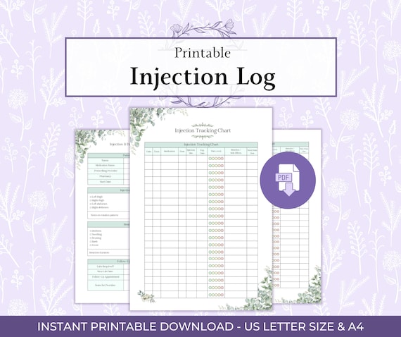 Injection Log Printable PDF, Biologic Medication Tracker, Self Injection Record Sheet, Medical Binder Insert, Chronic Illness Planner PDF