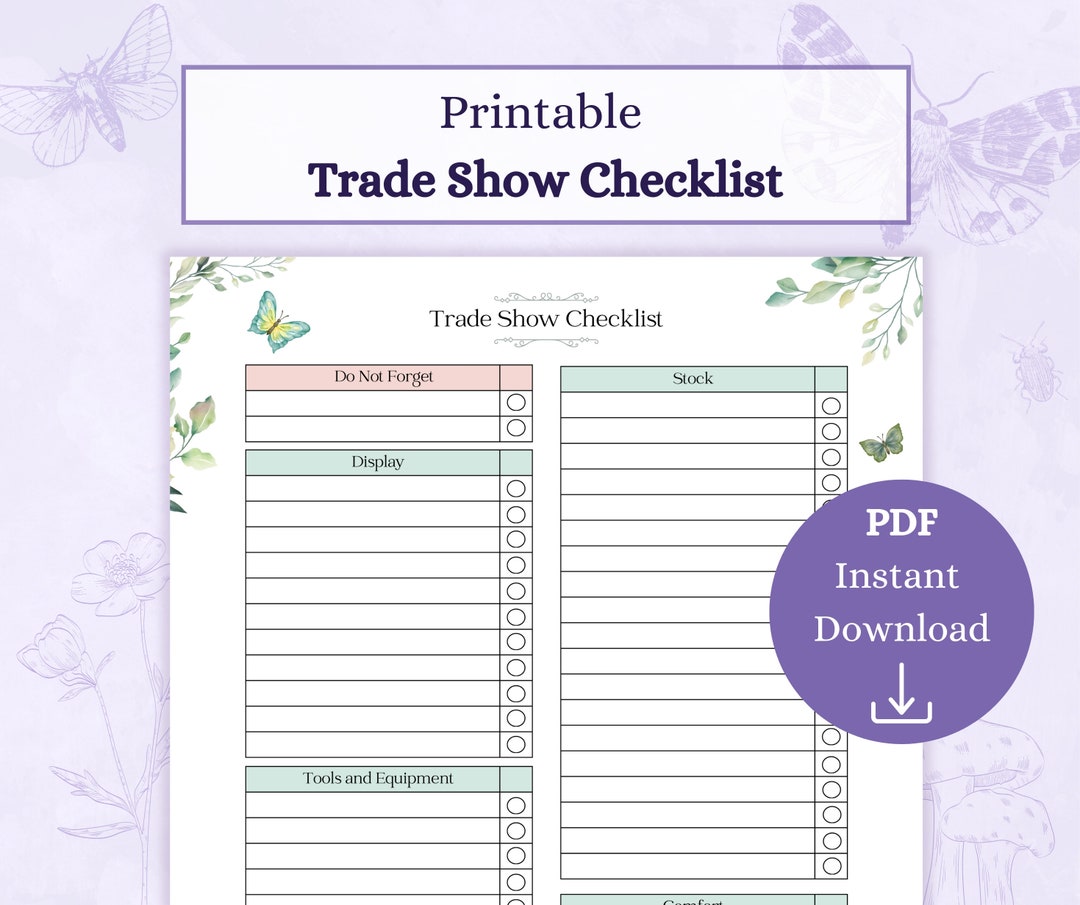 Trade Show Checklist Printable PDF | Craft Fair Checklist | Craft Show ...