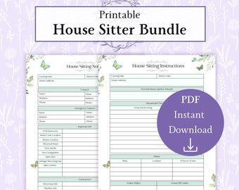 House Sitter Plan Bundle Printable PDF | House Sitting Instructions | House Sitting Notes | House Sitting Info