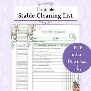 Checkliste für die Stallreinigung Printable PDF | Pferd Putzliste | Pferdehaltung | Stallmeister | Pferdeaufbewahrung