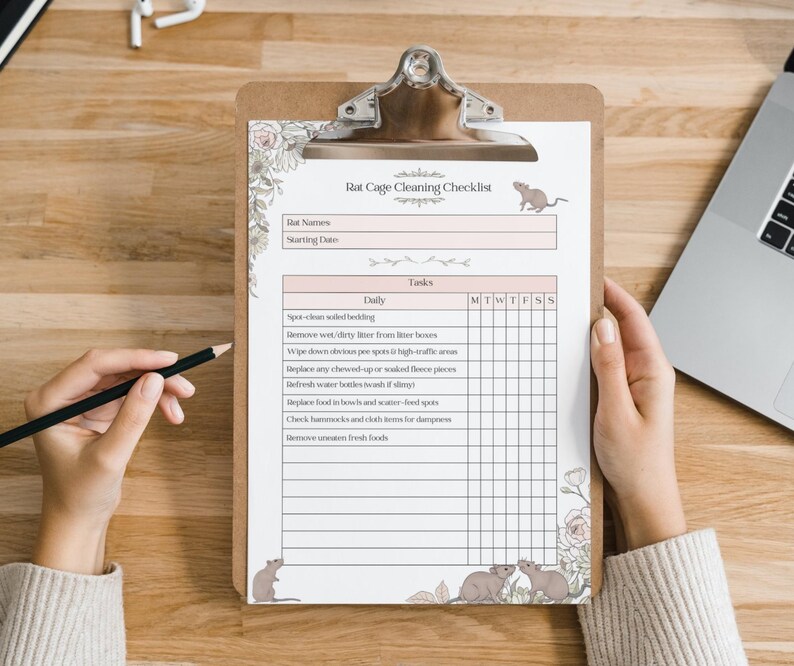 Rat Cage Cleaning Checklist Printable PDF, Pet Care Planner, Small ...