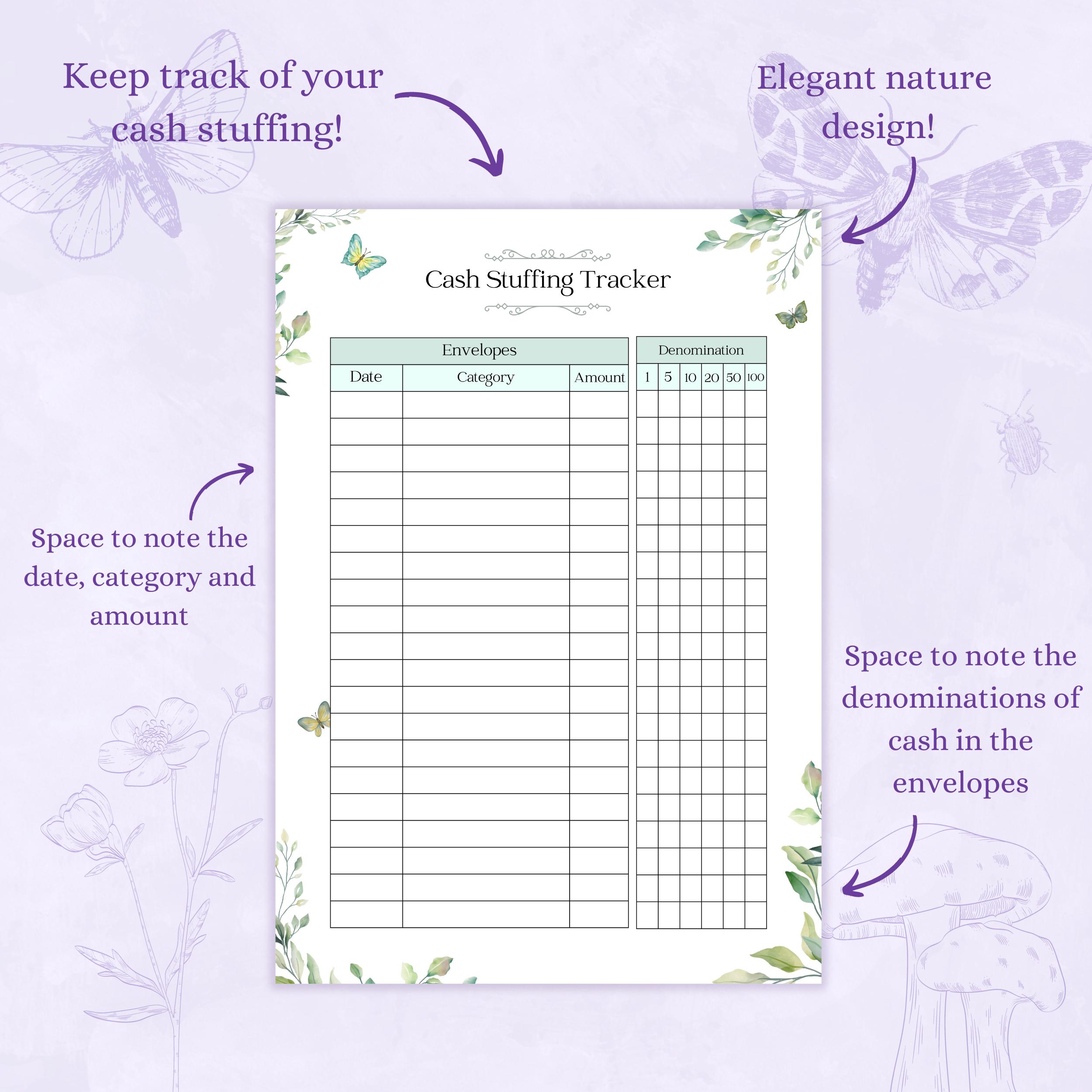 Cash Stuffing Tracker Printable PDF | Expense Tracker Envelope Stuffing ...