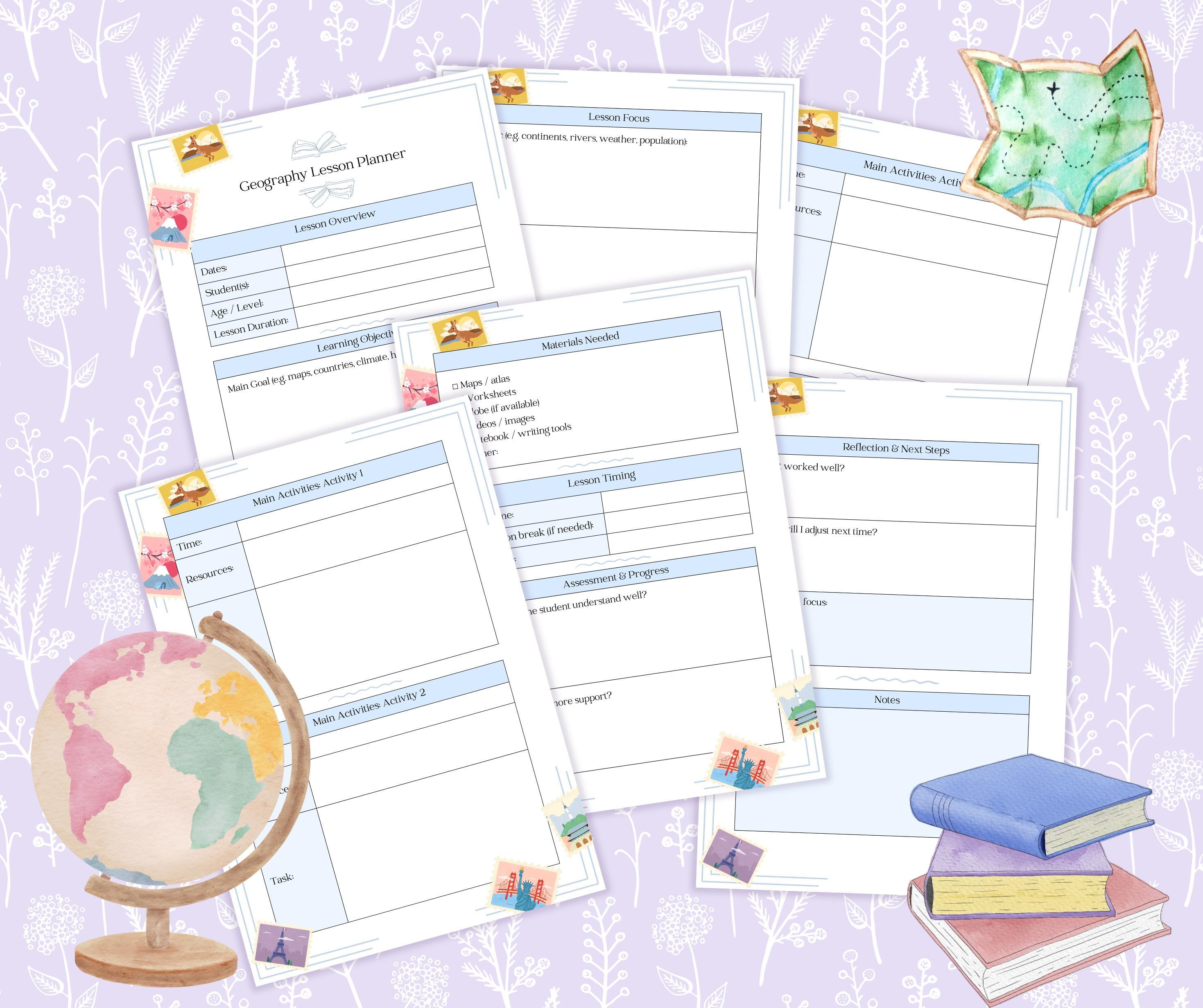 Geography Lesson Planner Printable PDF, Homeschool Geography Lesson ...
