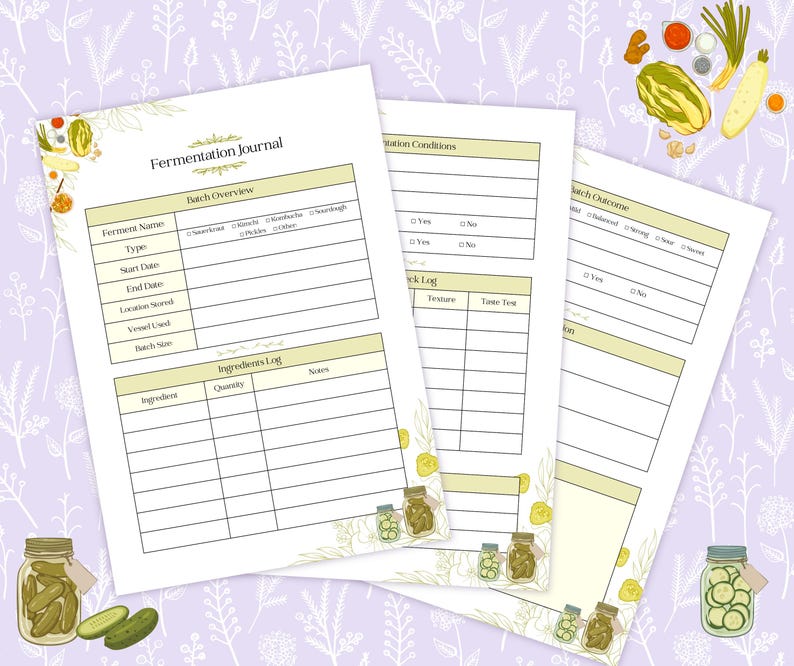 Fermentation Journal Printable PDF, Homemade Ferment Log & Batch ...