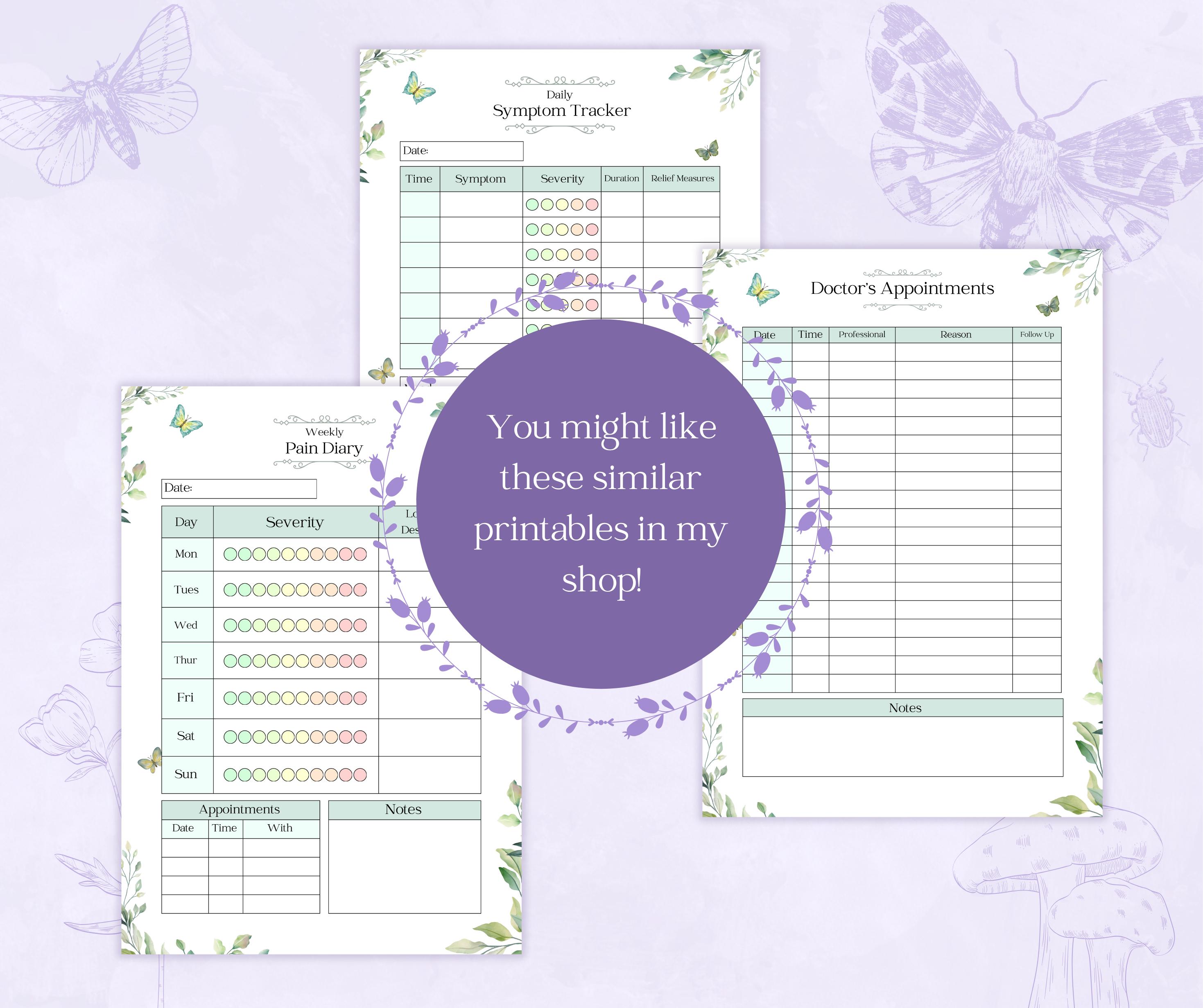 Hemophilia Tracker Printable PDF | Haemophilia Log | Hemophilia Symptom ...