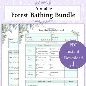 Forest Bathing Journal Bundle Printable PDF | Shinrin Yoku Printables | Nature Therapy Kit | Mindfulness In Nature
