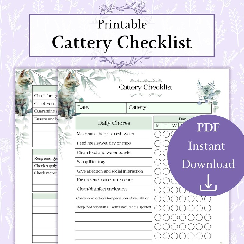 Cat Daily Feeding Template - Etsy