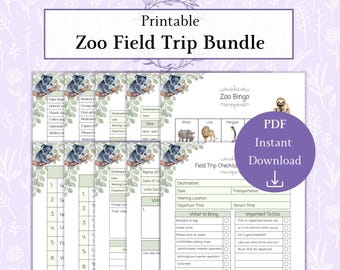 Zoo Field Trip Bundle Printable PDF, Zoo Scavenger Hunt, Class Trip to the Zoo, Teacher Zoo Trip Planner, Zoo Trip Worksheets