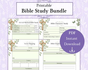 Bibelstudienführer Bundle druckbare PDF | Bibelstudienzeitschrift | Verszuordnung | Bibelkapitel Studium | Bibel-Lernpaket