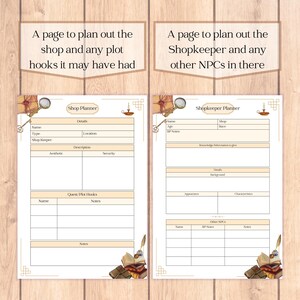 DnD Shop Planner Bundle Printable PDF | DM Starter Kit | NPC Tracker | DnD Shop Inventory | DnD Campaign Planner image 2