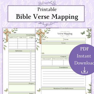 Verszuordnung druckbare PDF | Bibelvers-Kartierungsplan | Bibelstudienzeitschrift | Verszuordnung Arbeitsblatt