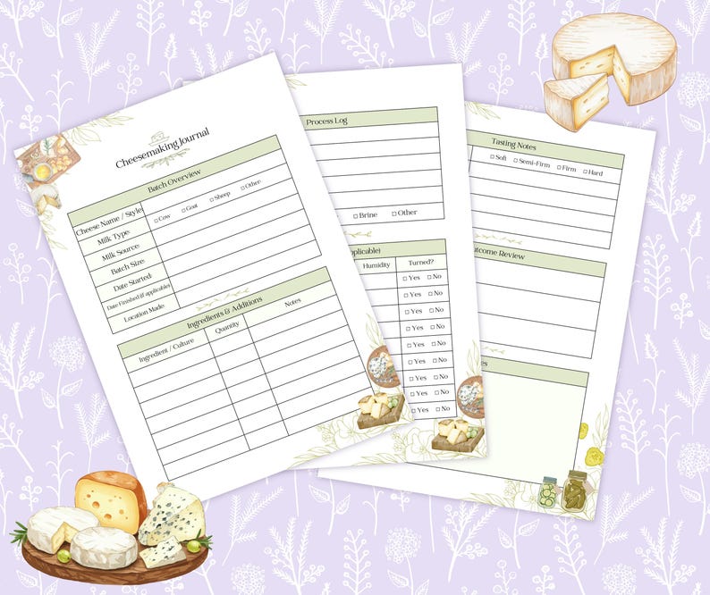 Cheesemaking Log Printable PDF, Homemade Cheese Tracker, Batch Record ...