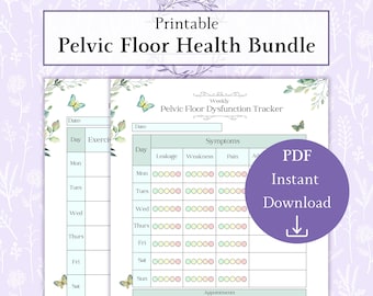 Pelvic Floor Health Bundle Printable PDF | Kegel Journal | Pelvic Pain Log | Pelvic Floor Weakness Diary