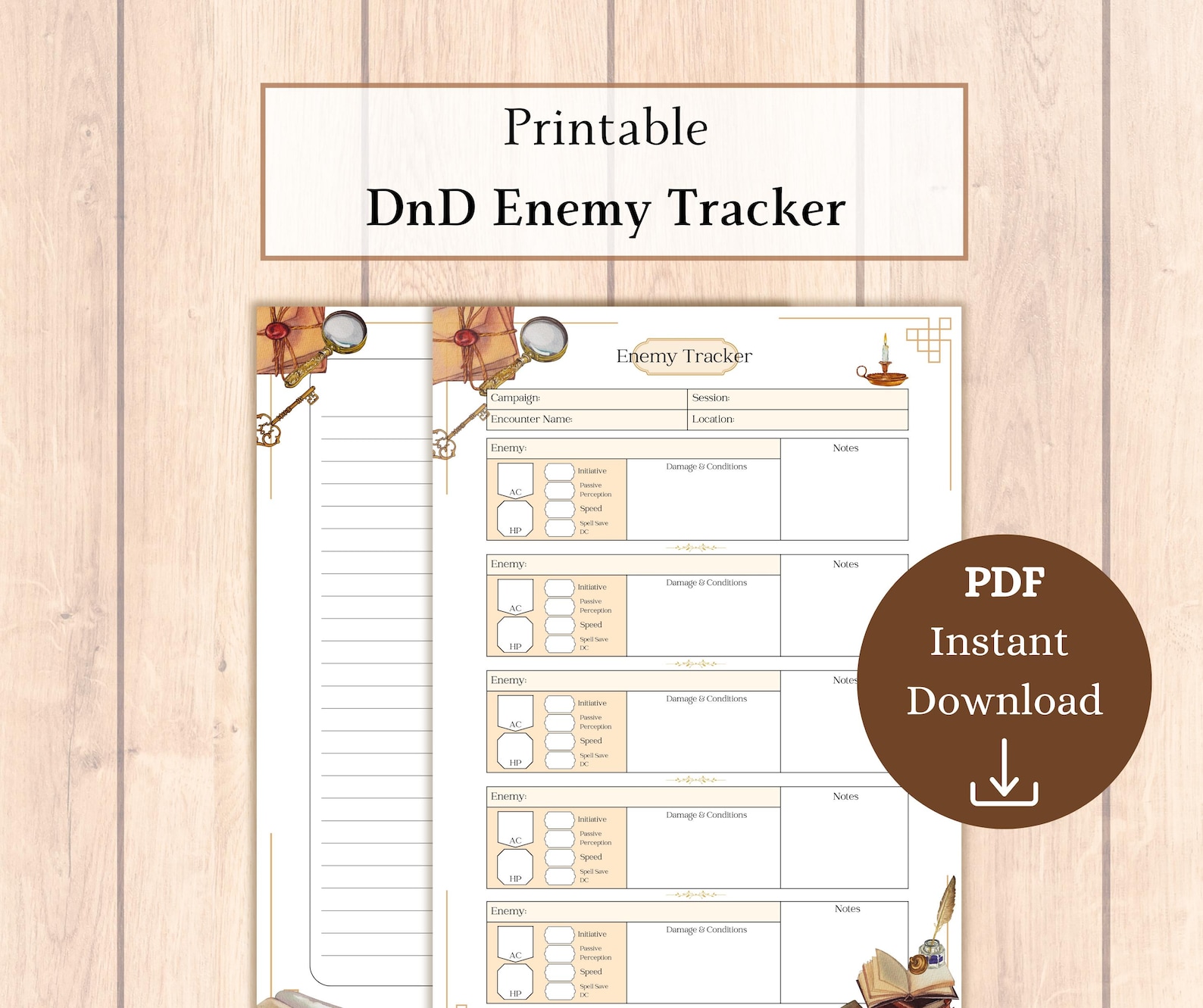 Dnd Enemy Tracker Printable PDF | Encounter Tracker | Dnd DM Toolkit ...