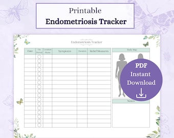 Endometriosis Tracker Printable PDF | Symptom Tracker | Chronic Illness Log | Endometriosis Journal | Wellness Journal