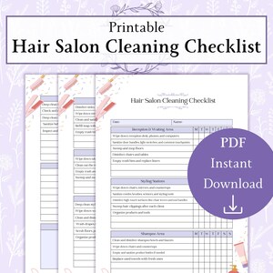 Checklist salonreiniging afdrukbare pdf | Schoonmaaklijst kapsalon | Salonbenodigdheden | Schoonmaakschema | Kapper schoonmaken