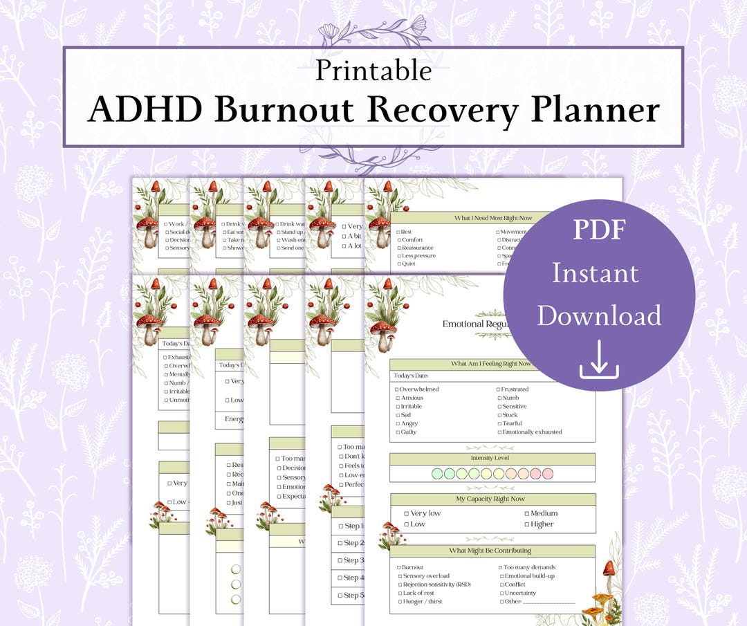 ADHD Burnout Recovery Planner Printable PDF, Gentle ADHD Planner for ...