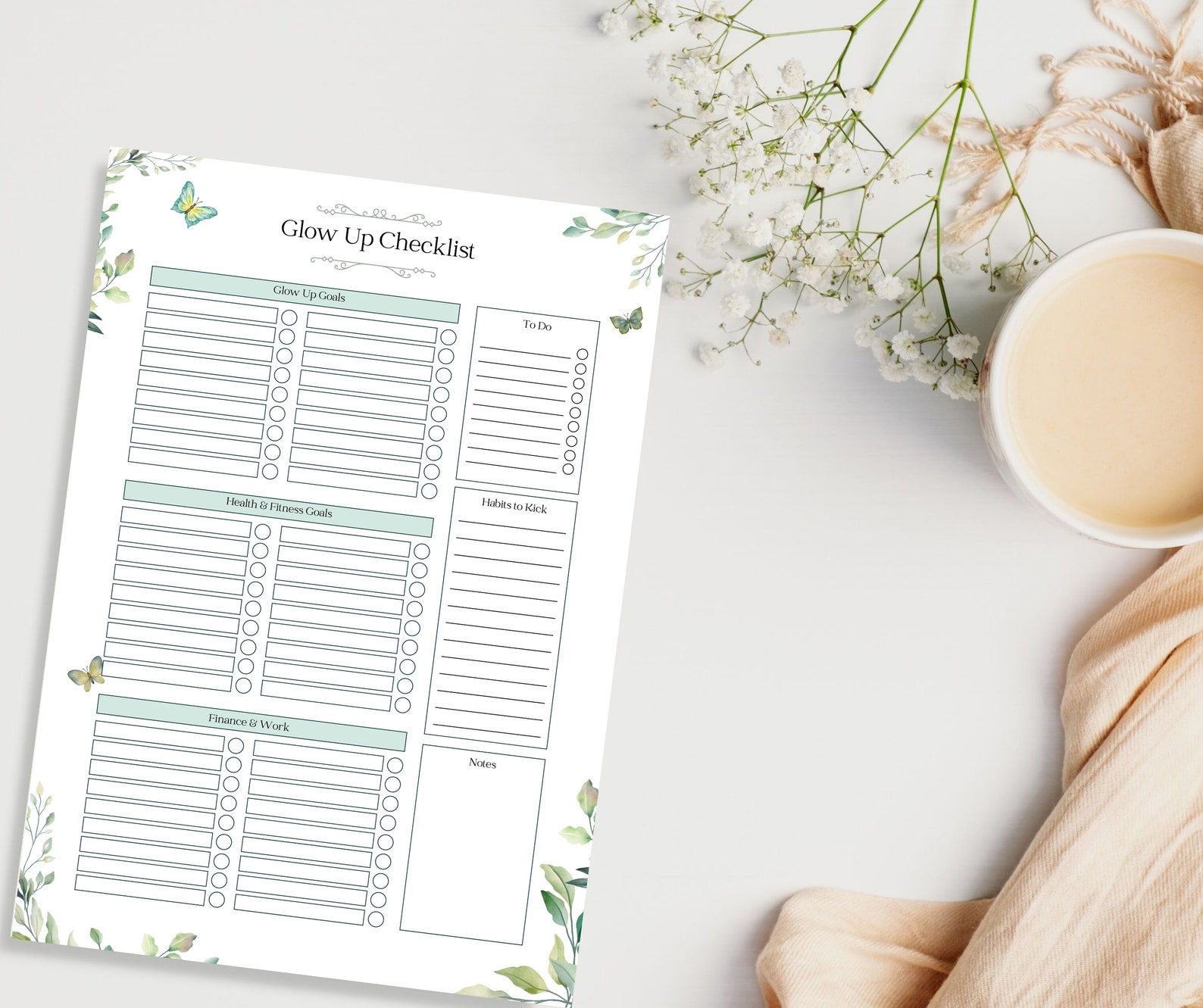 Glow up Checklist Printable PDF | Glow up Planner | Wellness Journal ...