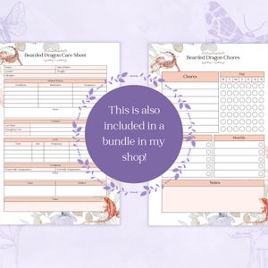 Bearded Dragon Care Sheet Printable PDF | Bearded Dragon Chart | Pet ...