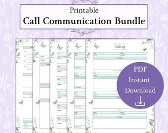 Call Kommunikation Log Bundle druckbare PDF | Kalte Call-Tracker | Mailbox | Anrufliste | Telefonat Planer
