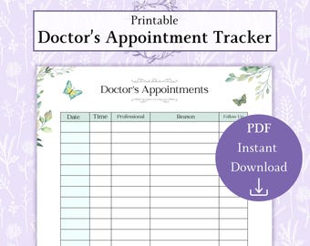 Appointment Tracker for Dr Appointments Printable PDF | Doctor Visit Tracker | Doctor Visit Log | Medical Tracker